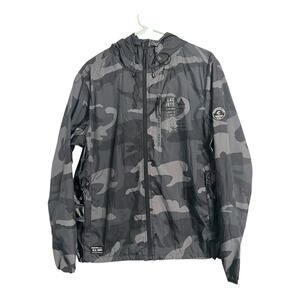 Chocoolate Lightweight Windbreaker Jacket Mens Large Cammo Camo Gray Streetwear